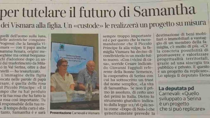 Dopo di noi Bergamo. Ancora una cooperativa sociale protagonista di innovazione e di servizi per garantire  un futuro dignitoso per chi ha bisogno.  Nasce la prima esperienza a Bergamo di Trust per la tutela del “dopo di noi”