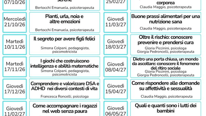 Crescere insieme:  webinar per genitori e caregiver